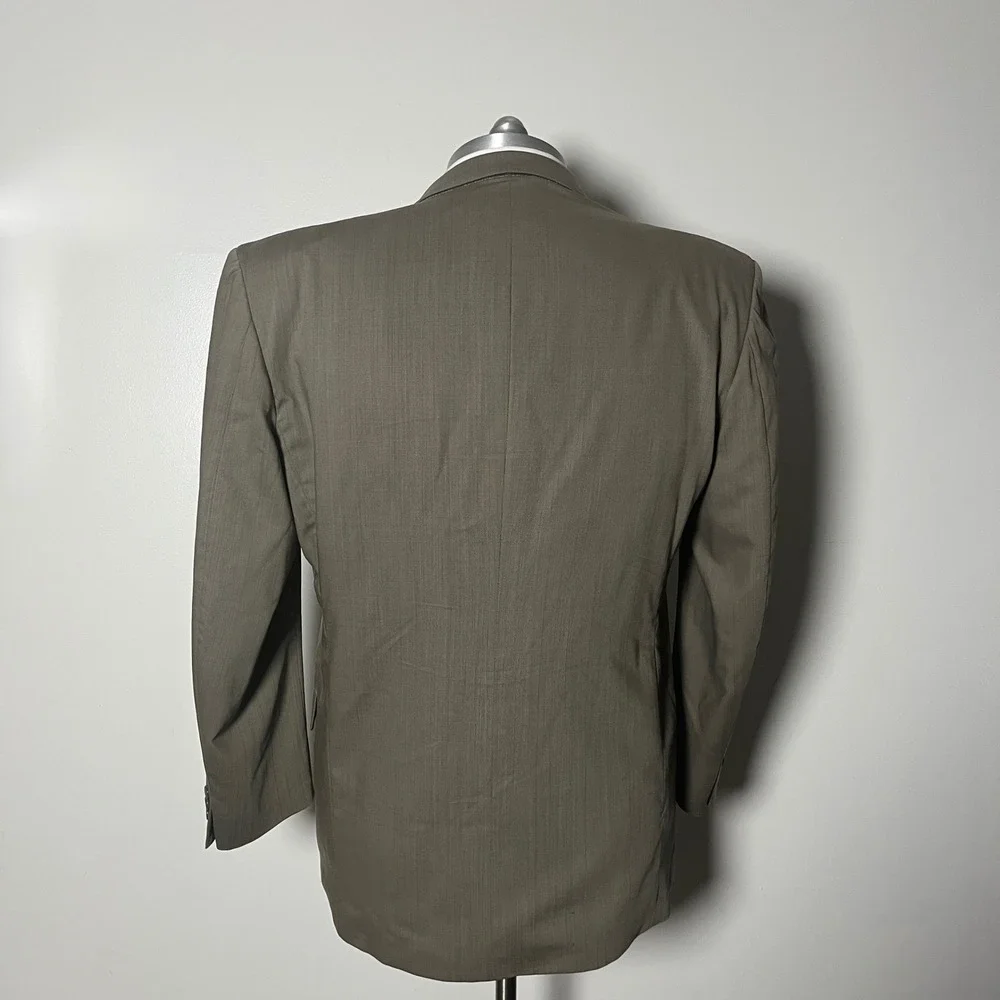 Paulo Solari Suit Mens 46R‎ 36x31 Taupe Brown Solid Double Breasted Wool 7S